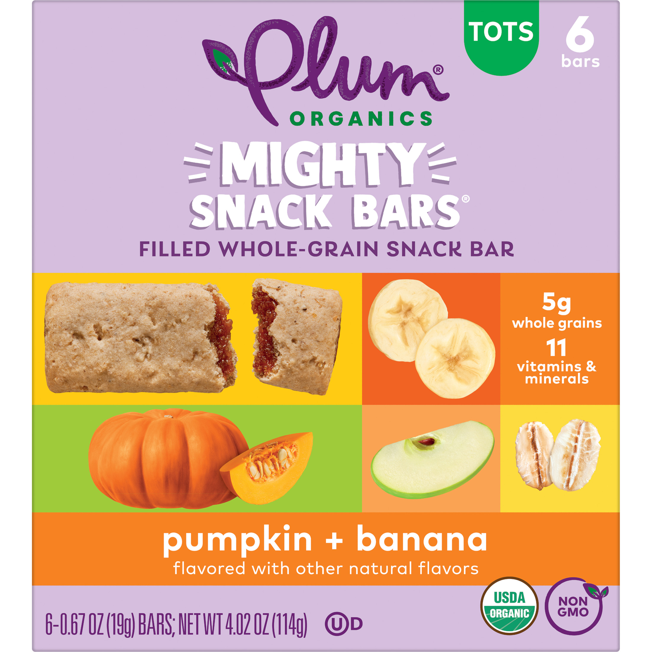 Plum Organics® Mighty Snack Bars® Filled Whole-Grain Snack Bar Pumpkin + Banana 6-Count Box/.67oz Bars