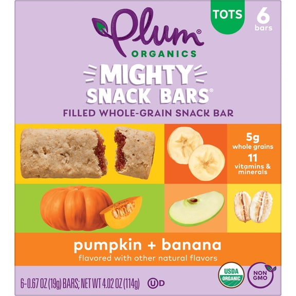 Plum Organics® Mighty Snack Bars® Filled Whole-Grain Snack Bar Pumpkin   Banana 6-Count Box/.67oz Bars