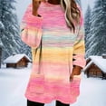 thumbnail image 2 of Long Sleeve Shirts for Women Flannel Winter Warm Crewneck Graphic Printed Tops Casual Loose Pullover Top with Pockets (S, Pink), 2 of 9