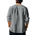 thumbnail image 6 of khonts,Men's Embroidered V-Neck Drawstring T Shirts Oversized Long Sleeve Tee Shirts Stylish Comfy Casual Tops Grey L, 6 of 9