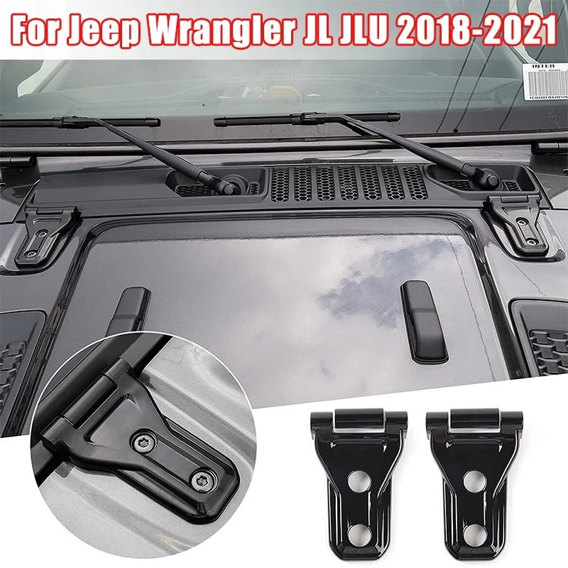 2Pcs Car Front Engine Hood Hinge Cover Buckle Trim Exterior Accessories Decoration Trim For Jeep For Wrangler JL JLU 2018-2021
