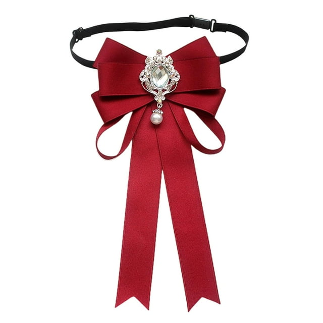 lionlar Nœud Papillon pour Femmes, Ruban de Cou Ajustable pour Chemise, Nœud de Cou Polyvalent Rouge Foncé
