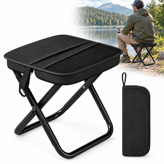 TUOBOS Lightweight Folding Camping Stool, Large Portable Seat with Carry Bag for Fishing and Travel