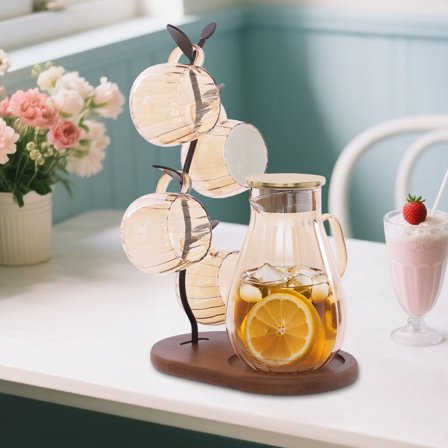 Borosilicate Glass Water Pitcher Set for Cold& Hot Water, Water Pitcher Set for Kitchens, Living Rooms