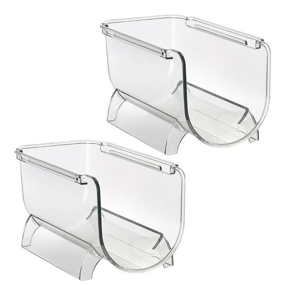 FRCOLOR Stackable Wine Racks for Storage Use Transparent Plastic Ideal for Kitchen Tabletop or Refrigerator 2Pcs