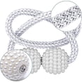thumbnail image 6 of VEGCOO [6 Pack] Magnetic Curtain Tiebacks Convenient Drape Tie Backs Pearl Decorative Rope Holdback Holder for Small, Thin or Sheer Window Drapries (white), 6 of 6