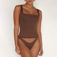 thumbnail image 2 of Mrat Plus Size Tank Tops Women's Fashion Casual Spring Summer Beach Solid Color Round-Neck Tank Tops Camisole Tops Women Built In Bra S-192 Coffee S, 2 of 6