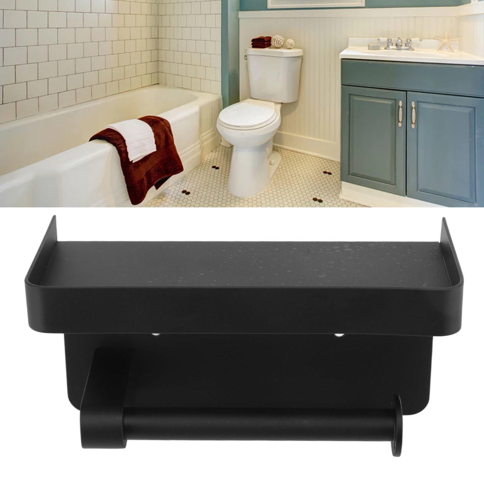 BIMZUC Stainless Steel Minimalist Wall‑Mounted Toilet Paper Holder with Shelf – Waterproof, Tool‑Free Installation, Multi‑Room Use