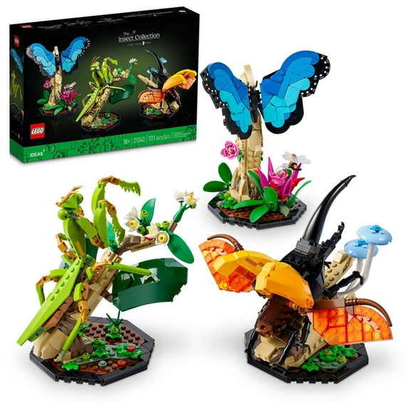 LEGO Ideas The Insect Collection, Fun Gift for Nature Lovers, with Life-Size Blue Morpho Butterfly, Hercules Beetle and Chinese Mantis Display Models, Insect Building Set, Nature Décor, 21342, Includes 1111 Pieces, Ages 18+