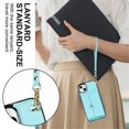 thumbnail image 4 of For iPhone 14 Plus RFID Blocking Protective Purse Wallet Case Magnetic Organ Style Flip Cover Multi-Card Slots Pocket With Detachable Shoulder Strap And Wrist Strap,Blue,For iPhone 14 Plus, 4 of 7