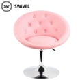 thumbnail image 7 of FURWOO Fashion PU Leather Round Tufted Back Tilt Swivel Accent Chair Height Adjustable Swivel with Diamond Backrest for Dining Chair Store Shop Beauty Salon Stool(Pink), 7 of 7