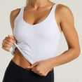 thumbnail image 2 of RYRJJ Women's Longline Sports Bra Wirefree Padded Racerback Medium Support Yoga Bras Gym Running Workout Tank Tops(White,L), 2 of 4