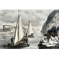 thumbnail image 2 of Ives, Currier and 14x11 Gold Ornate Wood Framed with Double Matting Museum Art Print Titled - Ice Boat Race On The Hudson, 2 of 4