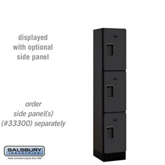 Designer Wood Locker - Triple Tier - 1 Wide - 5 Feet High - 15 Inches Deep - Black