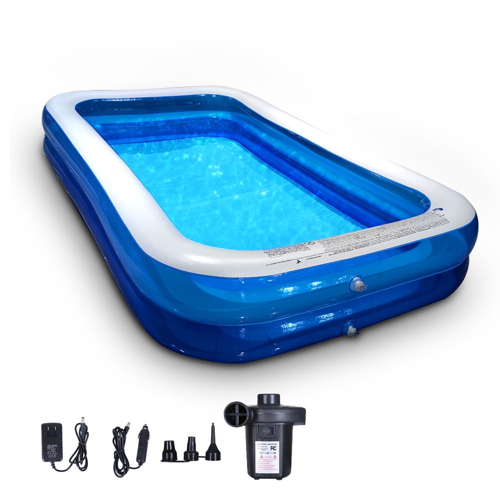 Private Jungle Inflatable Swimming Pool, Family Full-Sized Above Ground Swimming Pools with Air Pump Outdoor Backyard Lounge Pool,Blue