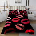 thumbnail image 1 of Erosebridal Ensemble de Couvre-Lit Imprimé Lèvres Rouges Jumeau, Ensembles de Couvre-Lits Romantiques Taille Jumeau, Ensemble de Literie pour Couple Amoureux, Décoration de Chambre en Microfibre, 2 Pcs, 1 of 5