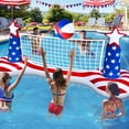 thumbnail image 3 of Large Inflatable Pool Games Volleyball Net Pool Float Set with 9" Beach Ball, 2 Weight Bags & American Flag Design &acirc; Floating Swimming Game Toy for A, 3 of 7