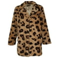 thumbnail image 2 of Janice Apparel Women's Faux Fur Animal Print Leopard Notch Collar Jacket Grey OS, 2 of 5