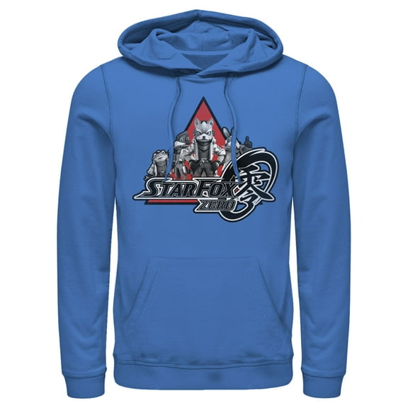 Men's Nintendo Star Fox Zero Logo Characters Pull Over Hoodie Royal Blue X Large