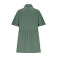 thumbnail image 4 of JSheng Womens Casual Shirt Dress Button Loose Turndown Collar Short Sleeve Solid Color Pleat Shirt Dresses Green S, 4 of 5