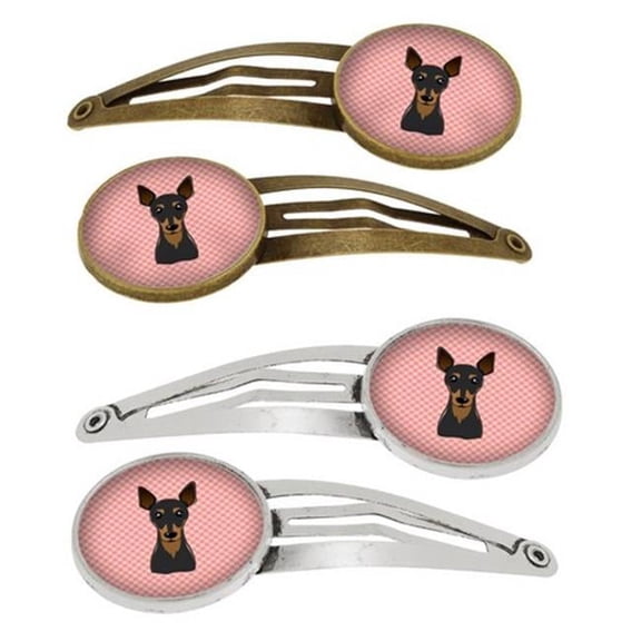 Carolines Treasures BB1240HCS4 Checkerboard Pink Miniature Pinscher Barrettes Hair Clips, Set of 4