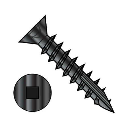 

6-13X7/8 Square Recess Flat Head No Nibs Deep Thread Wood Screw Type 17 Full Thread Black Oxide (Pack Qty 6 000) BC-0614DQF17NNB