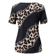 thumbnail image 5 of Chemises à Manches Courtes pour Femmes Mode Tendance Été Col Rond Loisirs Manches Courtes Imprimé Hauts Imitation Coton Hauts d'Été 2023 Hauts Blouses pour Femmes, 5 of 5