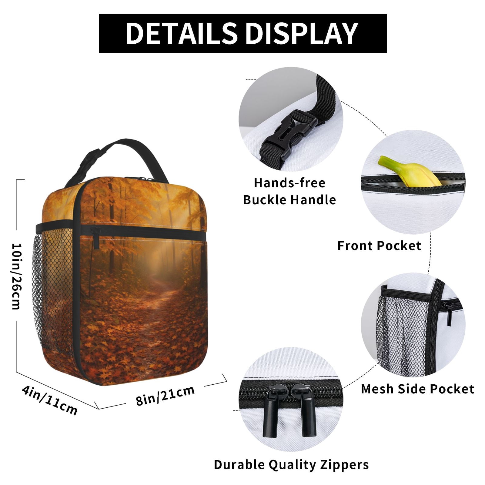 Lunch Bag For Women Men Insulated Portable Lunch Box Bento Box Office Picnic Travel Cooler Bag Forest Path