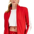 thumbnail image 2 of ID Ideology Womens Zip Striped Sleeve Track Jacket Licorice Red XL, 2 of 3