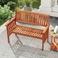 thumbnail image 5 of Gymax Outdoor Wood Garden Bench w/Backrest Armrests & Slatted Seat for Front Porch, 5 of 10