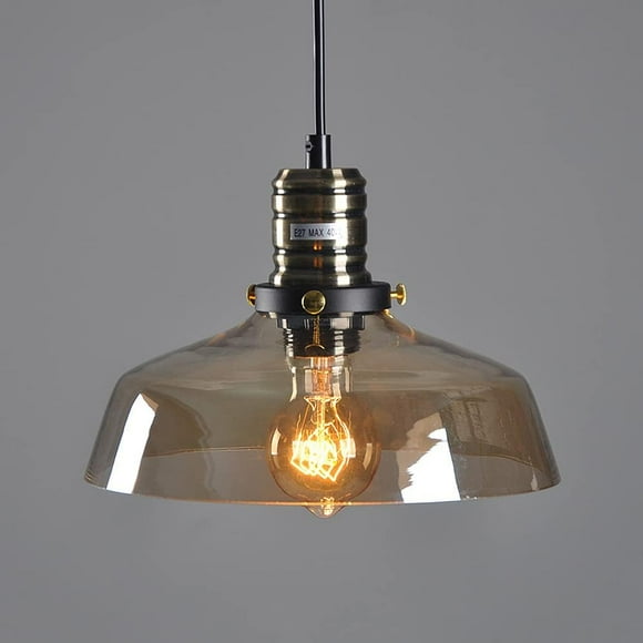 Glass Pendant Light Vintage Hanging Lamp Kitchen Island Lighting Fixture, Industrial Suspension Lamps for Restaurant Dining Room Bar Foyer, E27 Drop Ceiling Lamp