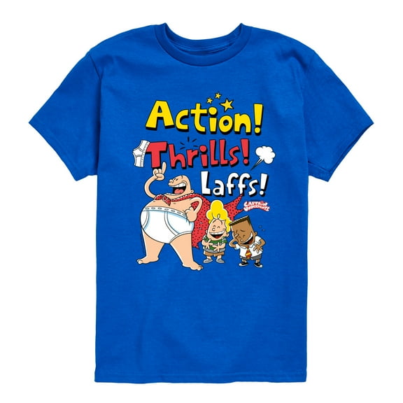 Captain Underpants - Action Thrills & Laffs - Toddler & Youth Short Sleeve Graphic T-Shirt