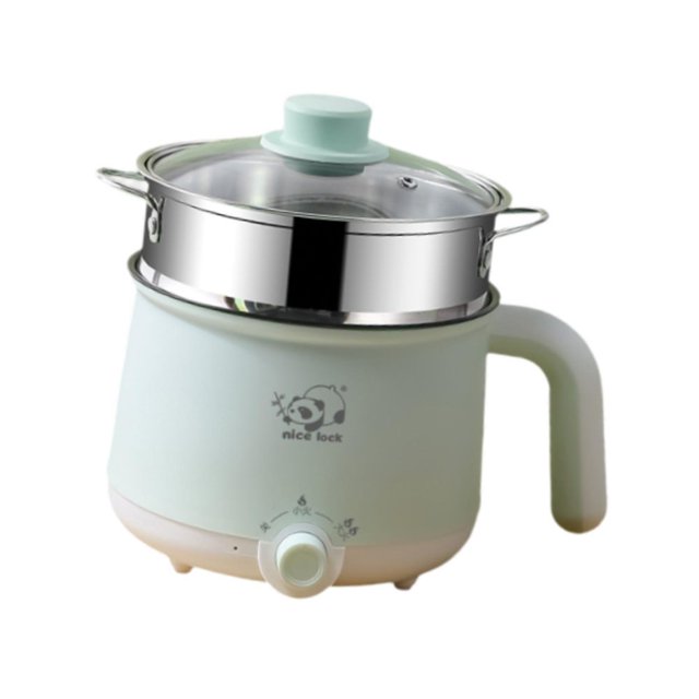 HLONK Electric Cooking Pot Mini Travel Cooker Multipurpose Stainless Steel 2 Gear Electric Rice Cooker Raman Cooker for Oatmeal Fry pp steamer