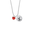 thumbnail image 2 of Delight Jewelry Red Crystal Heart Silvertone Script Initial Disc - L - Charm Necklace, 20"+3", 2 of 4