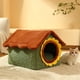 thumbnail image 1 of Cama para dormir para gatos, ín para cama de perro, parte inferior antideslizante, nido cálido, cueva lavable semicerrada, cesta extraíble, nido , 43cmx36CMX34CM Yinane casa del gato, 1 of 8
