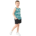 thumbnail image 4 of Intricate Turquoise White Knit Pattern Vest Undershirt Tank Top Sleeveless Quick Dry 6Y, 4 of 7