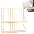 thumbnail image 3 of Double-layer Storage Rack Decorative Iron Storage Shelf Wall-mounted Storage Organizer with Oblique Triangle Side for Bedroom Bathroom Living Room, 3 of 9