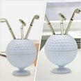 thumbnail image 2 of GOOHOCHY Golf Themed Pen Holder with Storage for Desk Decor and Office Gifts Cool Gadgets for Men White Plastic Metal 5.5 Inches, 2 of 8