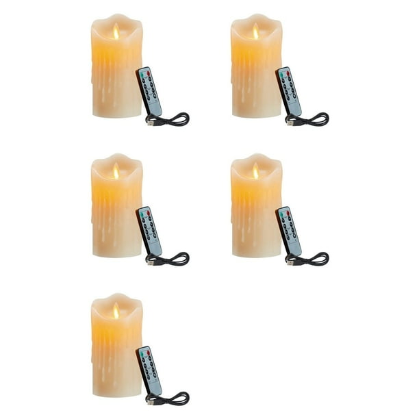 5X Velas LED, Velas Parpadeantes Sin Llama, Velas Recargables, Velas de Real con Control Remoto, 12,5 cm