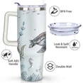 thumbnail image 3 of 40oz Cute Ocean Life Turtle Stainless Steel Flip Straw Tumbler Spill Proof Travel Cup Double Wall Vacuum Insulated Coffee Mug with Top Handle, 3 of 6