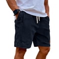 thumbnail image 2 of VV AVEORS Mens Corduroy Shorts Casual Elastic Waist Drawstring Bermuda Shorts 2026 Baggy Summer Lightweight Beach Lounge Short Navy L, 2 of 8