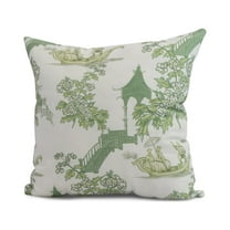 Simply Daisy, 16" x 16" China Old , Floral Print Outdoor Pillow, Green