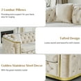 thumbnail image 4 of Wiilayok 62.6" Velvet Button Tufted Sofa, Mid-Century Classic Chesterfield Sofa Couch with Thick Backrest,Gold Stainless 2 Love Seat Couches for Living Room,Beige, 4 of 7