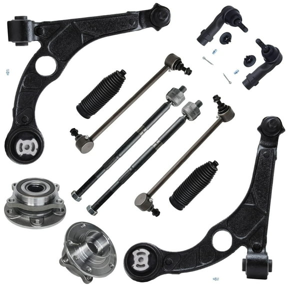 Detroit Axle - 12pc Front End Control Arms Kit for 13-16 Dodge Dart, Lower Control Arms Sway Bars Tie Rods Wheel Bearing Hubs Boots 2013 2014 2015 2016 Replacement
