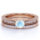 thumbnail image 1 of JeenMata Anillo de Compromiso de 1,75 Quilates con Piedra Lunar y Moissanita de Talla Redonda con Milgrains en Oro Rosa de 18 K sobre Plata, 1 of 6