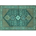 thumbnail image 1 of Ahgly Company Machine Washable Indoor Rectangle Persian Turquoise Blue Traditional Area Rugs, 7' x 10', 1 of 4