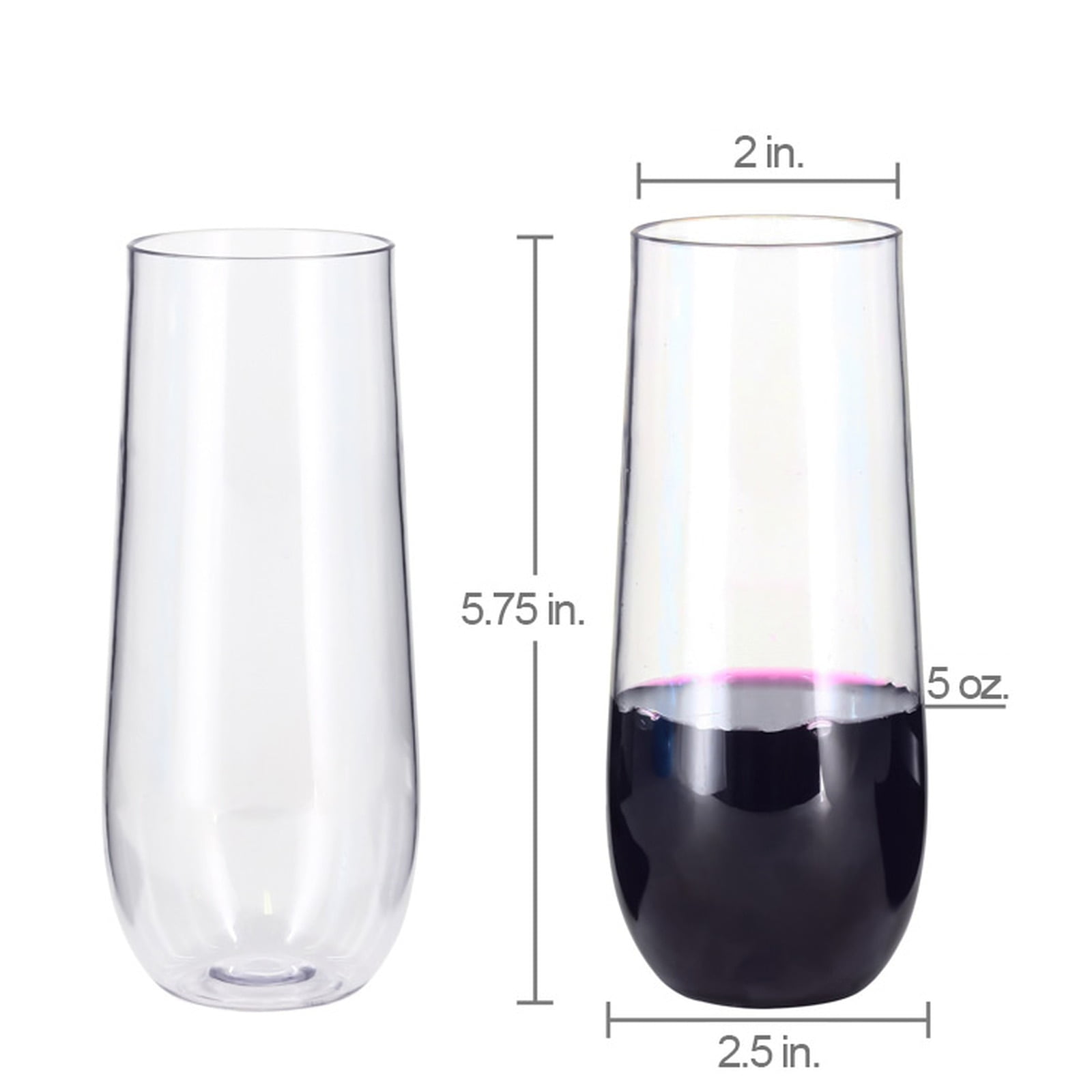 KOS PACK OF 32 Champagne Flutes 10-ounce Clear Plastic Toasting new years wedding party dessert (Pack of 32)