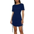 thumbnail image 6 of VEKDONE Womens T-Shirt Dress Short Sleeve Crewneck Drawstring Ruched Mini Dress Casual Athletic Tennis Dresses Solid Color Lightweight Dress Navy M, 6 of 7