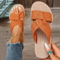 thumbnail image 4 of Caywon Women Flat Slide Sandals, Knotted Criss Cross Fabric, Woven Sole Vacation Dressy, Comfortable Ladies Shoes Sandalias Planas Mujer, 4 of 7