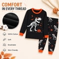 thumbnail image 3 of Rimyaw Kids Halloween Pajamas Set, Glow-in-the-Dark T-Rex Dinosaur Skeleton, 100% Cotton 2-Piece Long Sleeve Sleepwear, Black, Size 14, 3 of 7